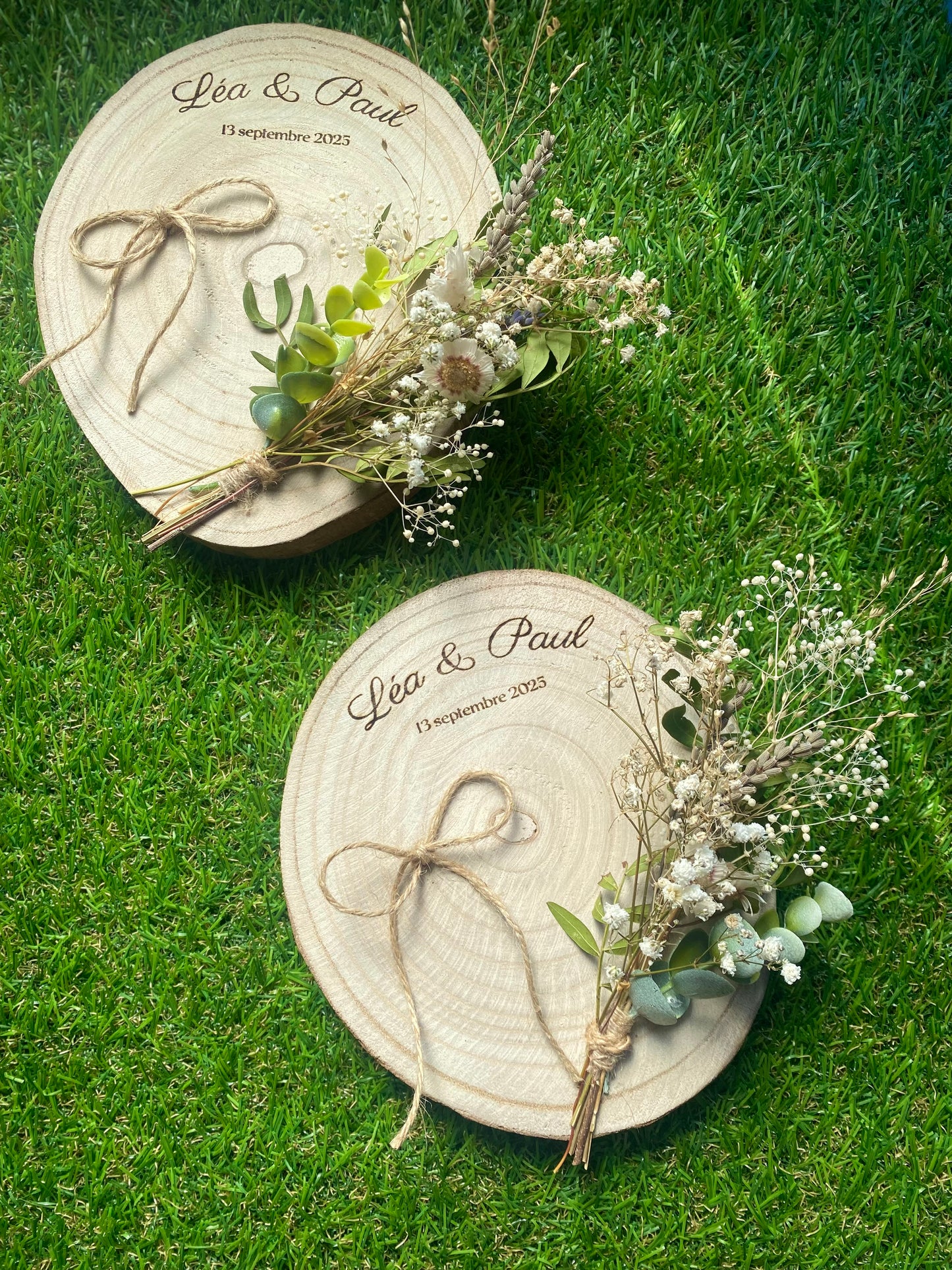 2 Portes alliance bouquet de fleurs séchées - Le marié et la mariée
