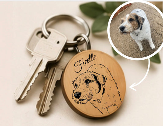 Porte clé en bois personnalisé chien ou chat