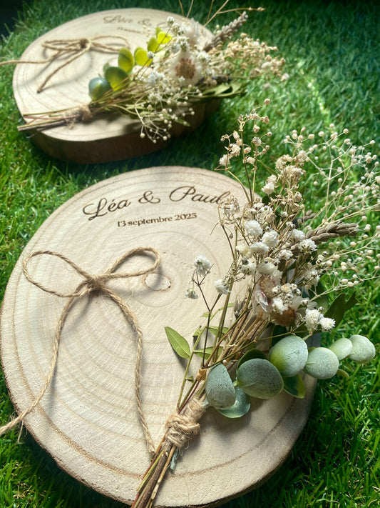 2 Portes alliance bouquet de fleurs séchées - Le marié et la mariée