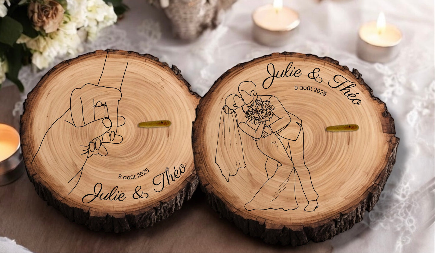 2 portes alliance bois - Le marié et la mariée