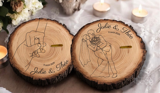 2 portes alliance bois - Le marié et la mariée