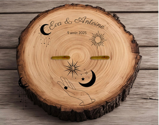 Porte alliance en bois - Soleil et lune