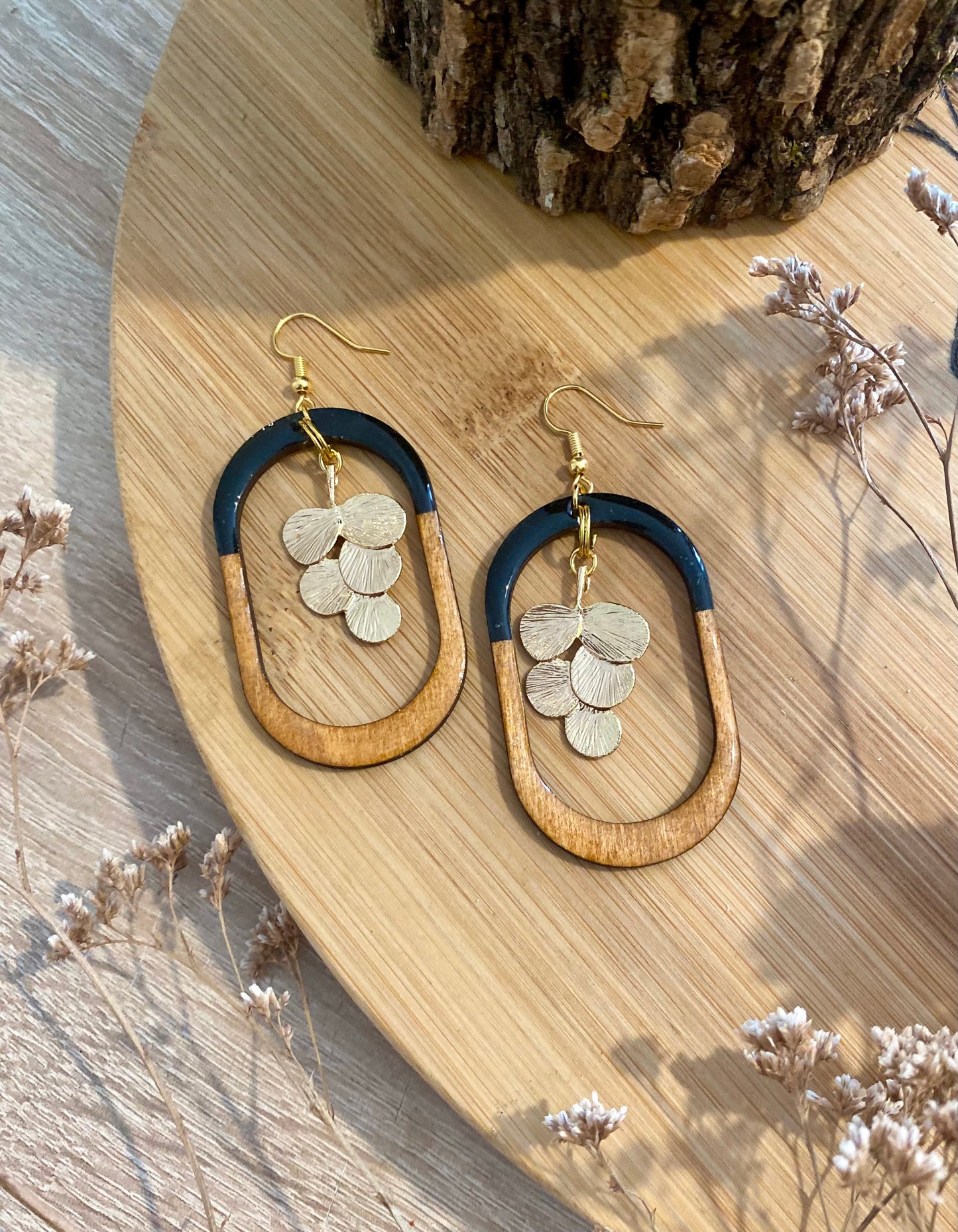 Boucles d'oreilles - Bois ovale