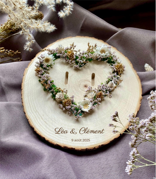 Porte alliance fleur séchées en coeur