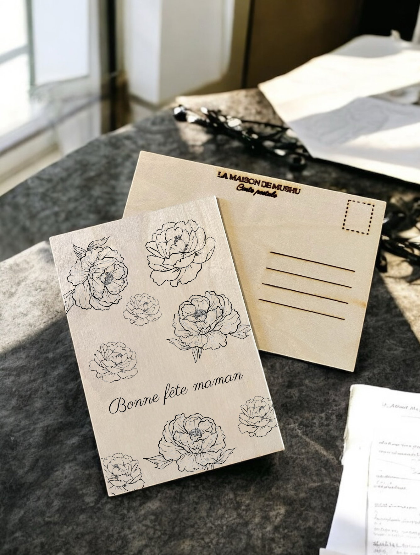 Carte postale en bois
