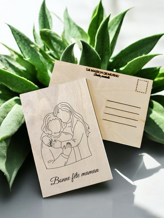 Carte postale en bois
