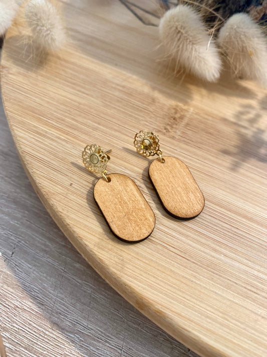 Boucles d'oreilles - bois ovales